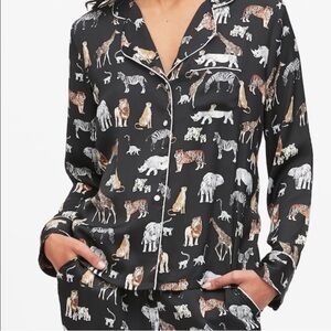 Banana Republic Safari Print Satin Pajama Set